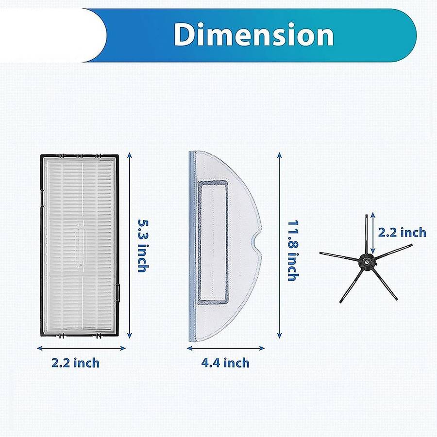 Replacement Accessories Kit Side Brush Filter Mop Pads Parts White