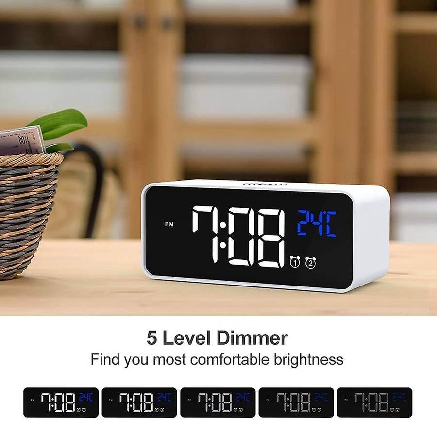 Digital Alarm Clock with Wireless Charging,digital Clock (black)