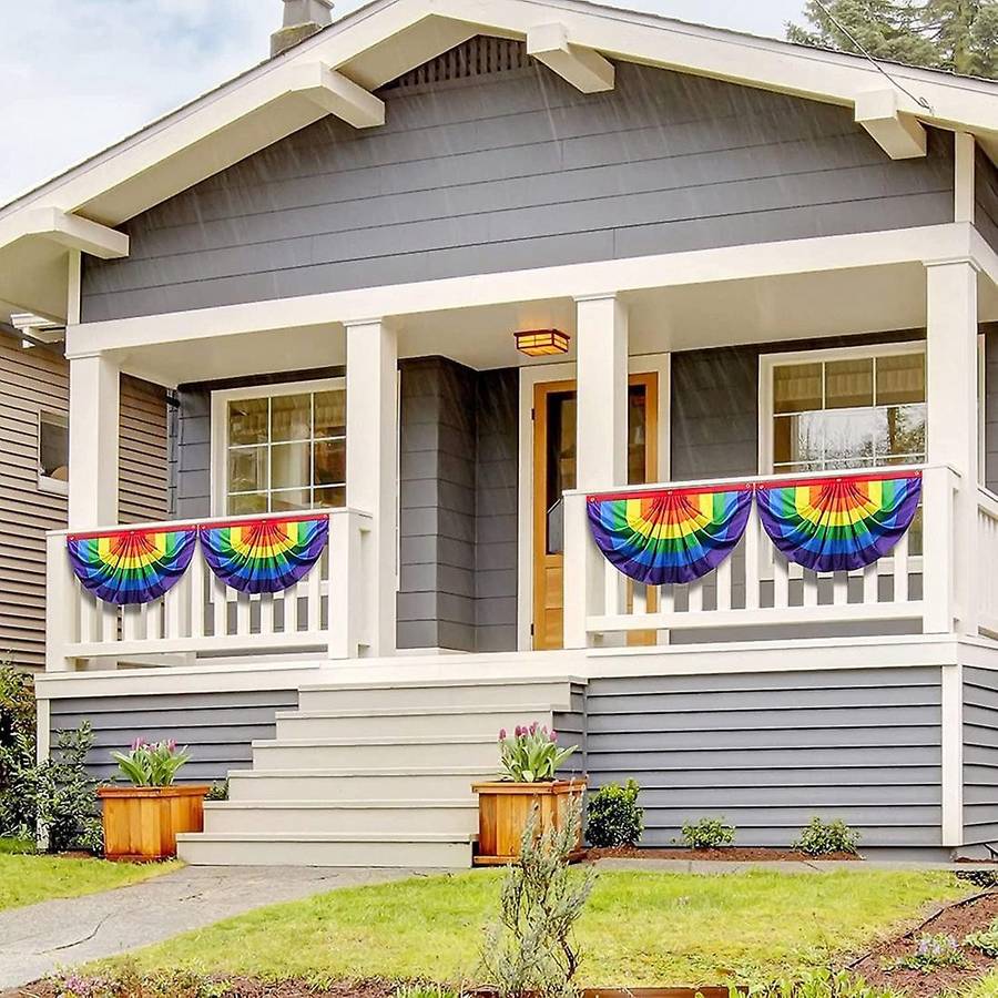 8piece Rainbow Pride Bunting,rainbow Pride Pleated Fan Flag Banner