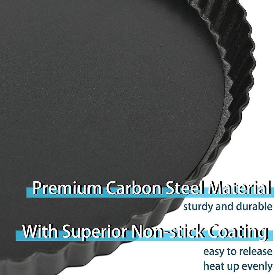 Set Of 6 Tart Moulds with Loose Base, Carbon Steel Tartelette Moulds