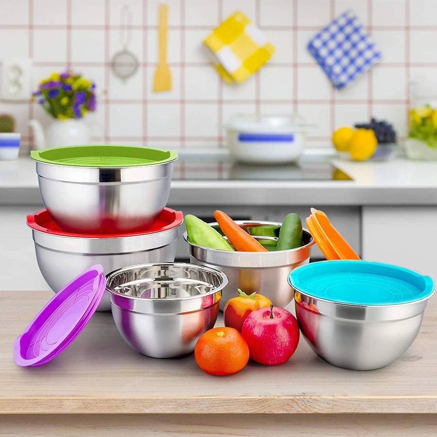 Mixing Bowl with Lid Set Of 5, for Prepping, Mixing and Serving