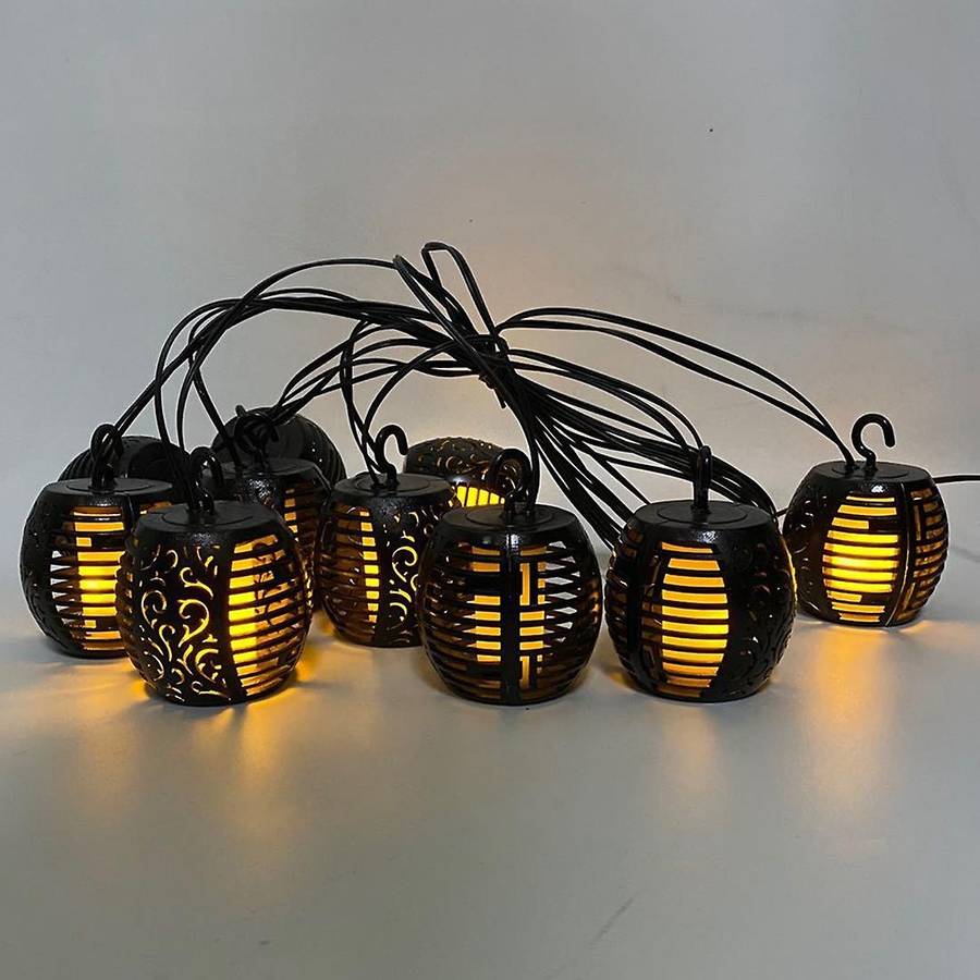 Led Solar Flame Lanterns Outdoors Solar Garden String Lights(10ball)