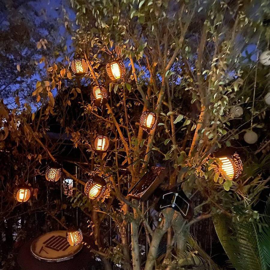 Led Solar Flame Lanterns Outdoors Solar Garden String Lights(10ball)