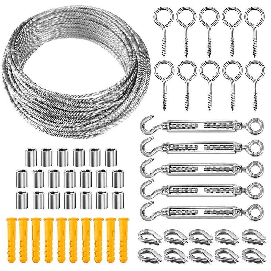 56 Pcs Garden Wire Cable Railing Wire Kits 15m Stainless Steel Wire