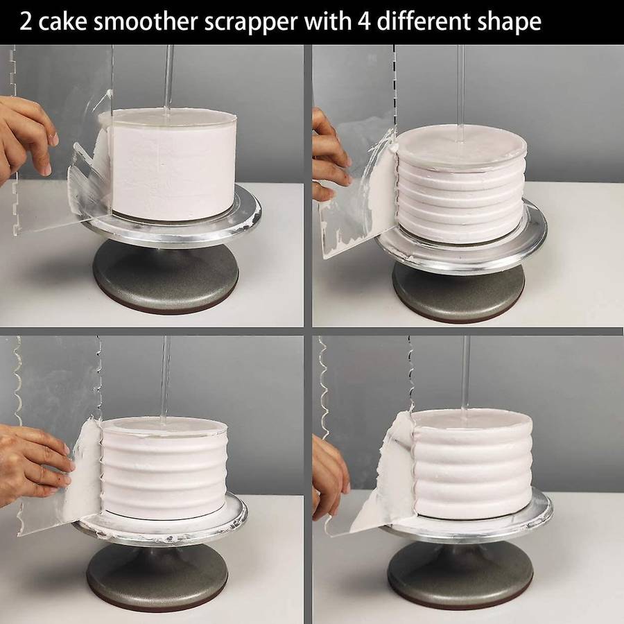 Round Acrylic Cake Disc Set with Square Smoother Scraper for Bake