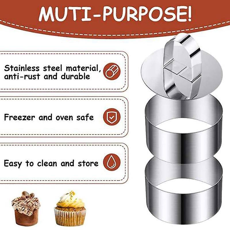 Set Of 12 Round and Square Cake Rings, Food Ring Dessert Rings Set