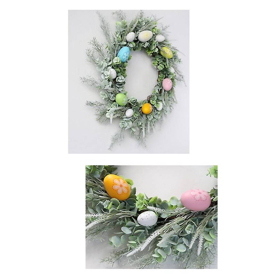Artificial Wreath Colorful Eggs Flower Diy Easter Home Party Decor