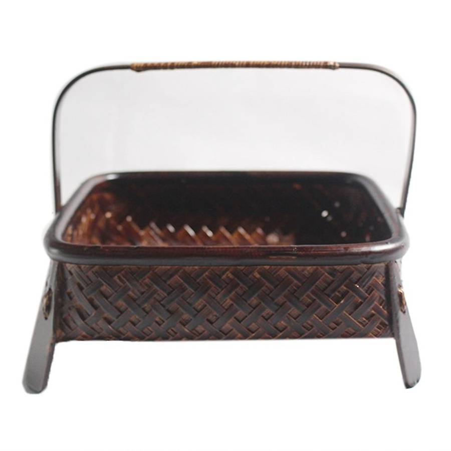 Chinese Style Bamboo Weave Storage Basket Tea Set Storage Box A