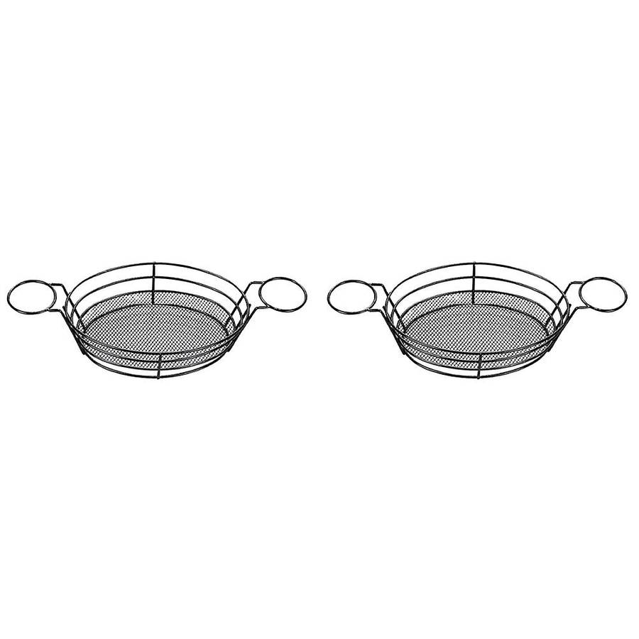 2x Oval Black Food Basket for Chip Fries & Burger Serving Basket