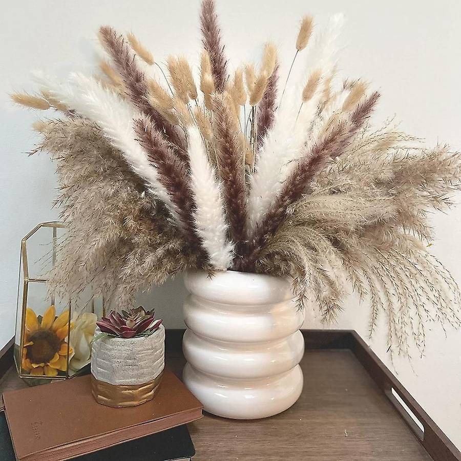 110 Pcs Pampas Grass Boho Decor Dried Grass Bouquet