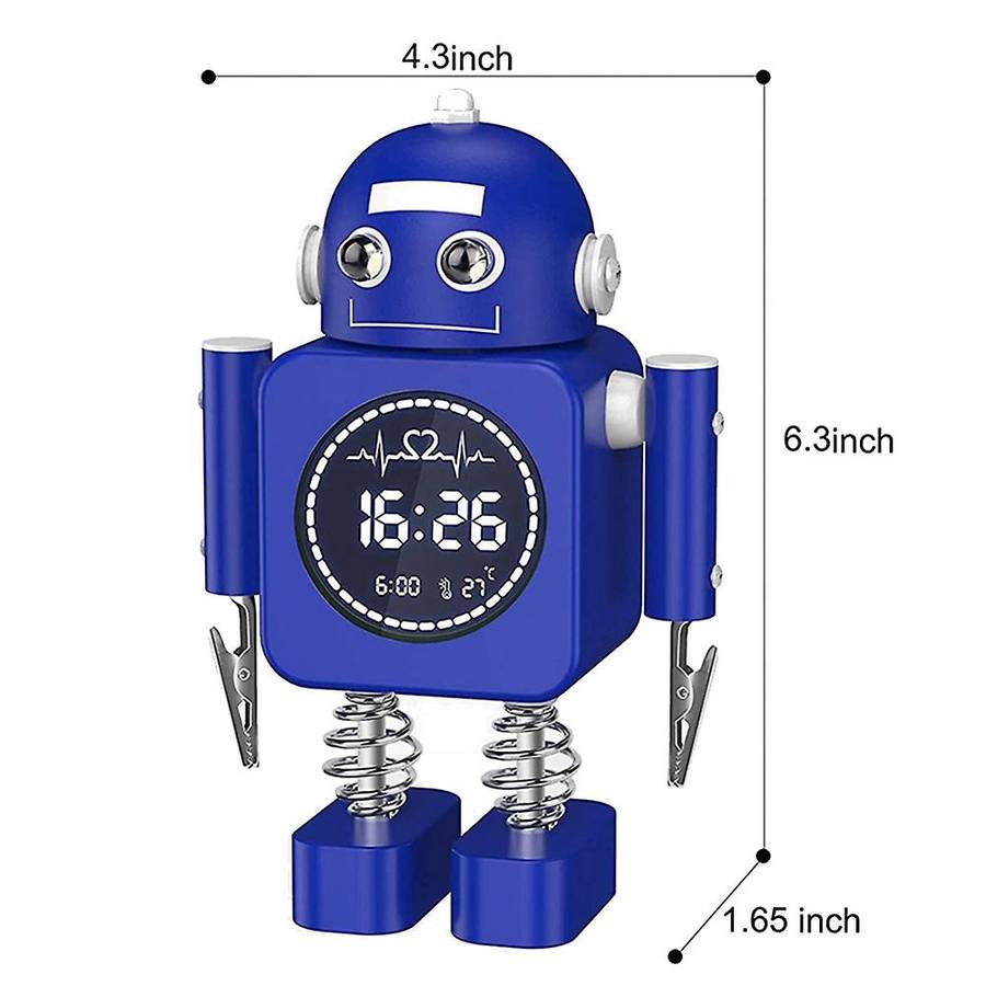 Robot Smart Digital Alarm Clock Temperature Display Desktop(blue)