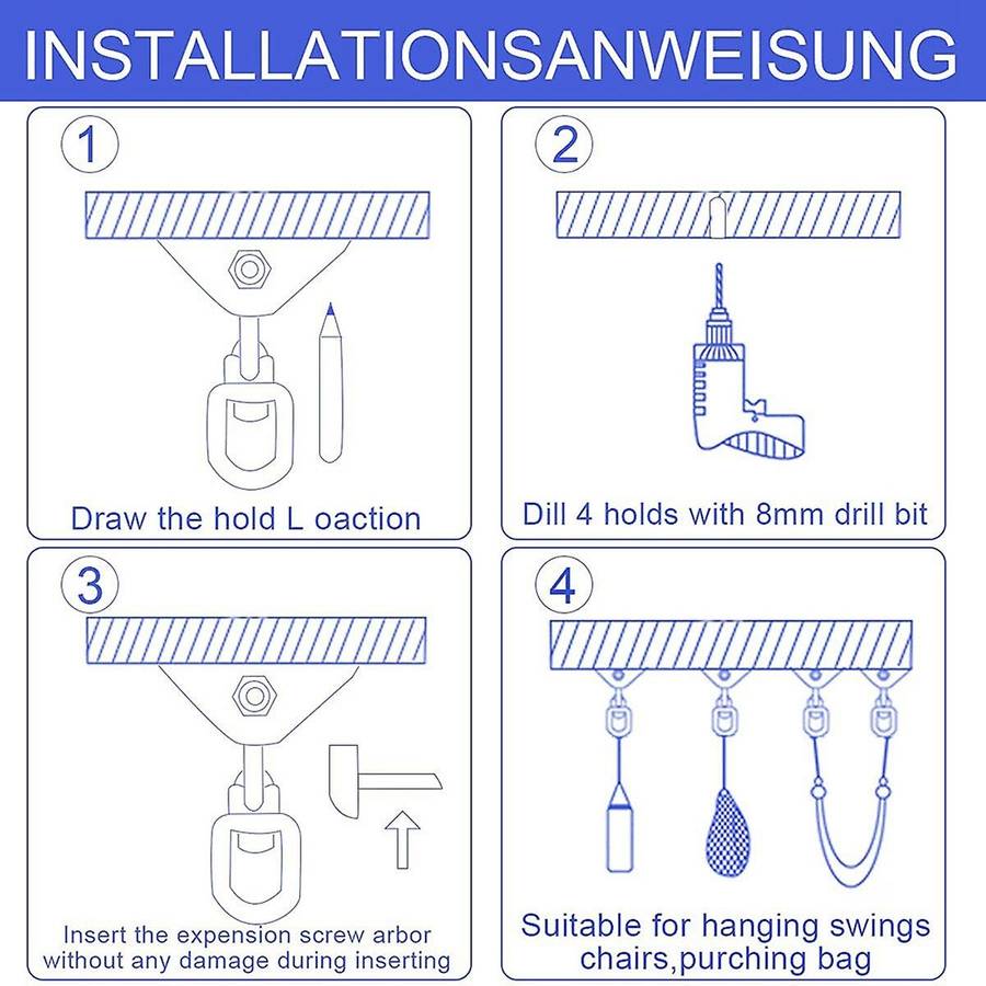 Ceiling Hook Hanging Chair Triple-cornered Swing Spring 600kg