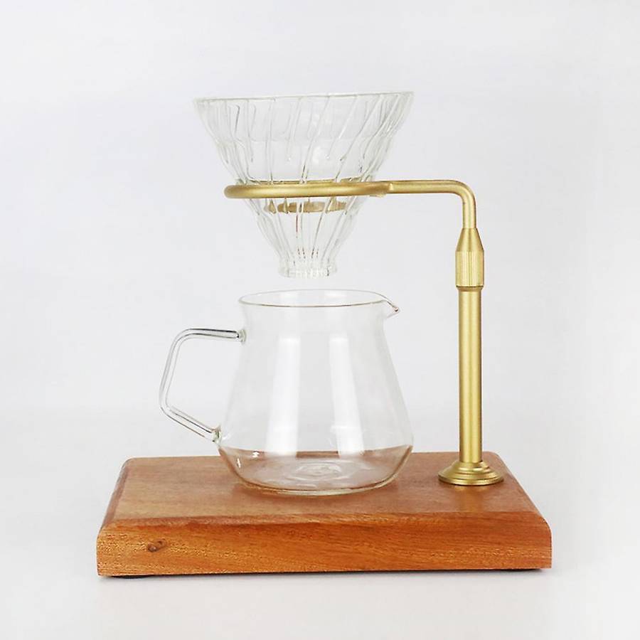 Coffee Filter Holder Wooden Base Adjustable Hand-made Filter (black)