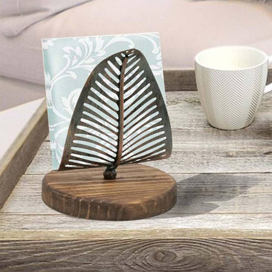 Retro Leaf Tissue Holder Napkin Holder Metal Home Decoration(green)