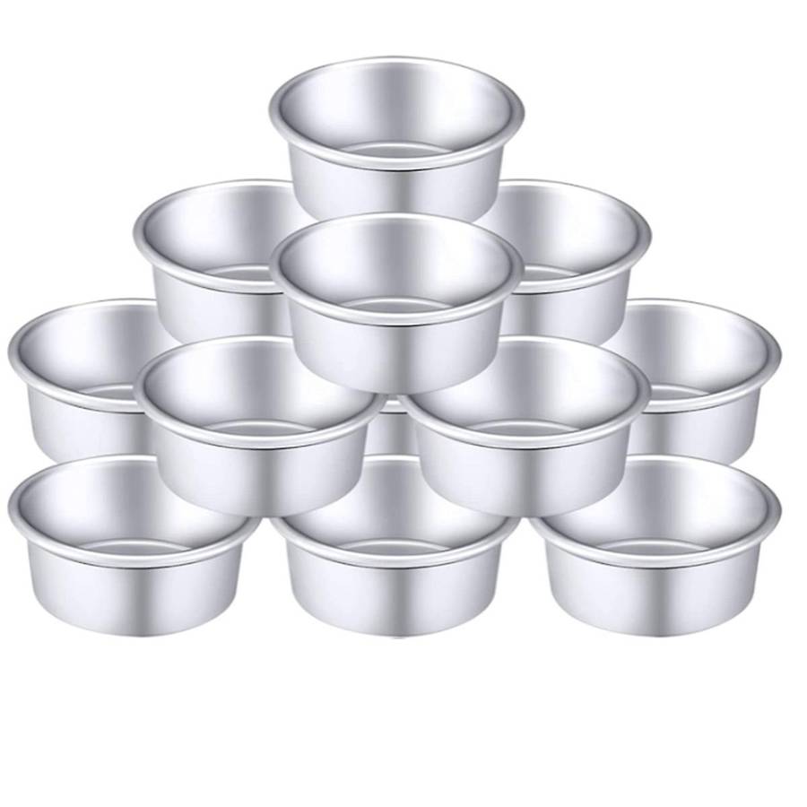 12 Pieces Aluminum Round Crushed Cake Baking Pan for Baking Supplies