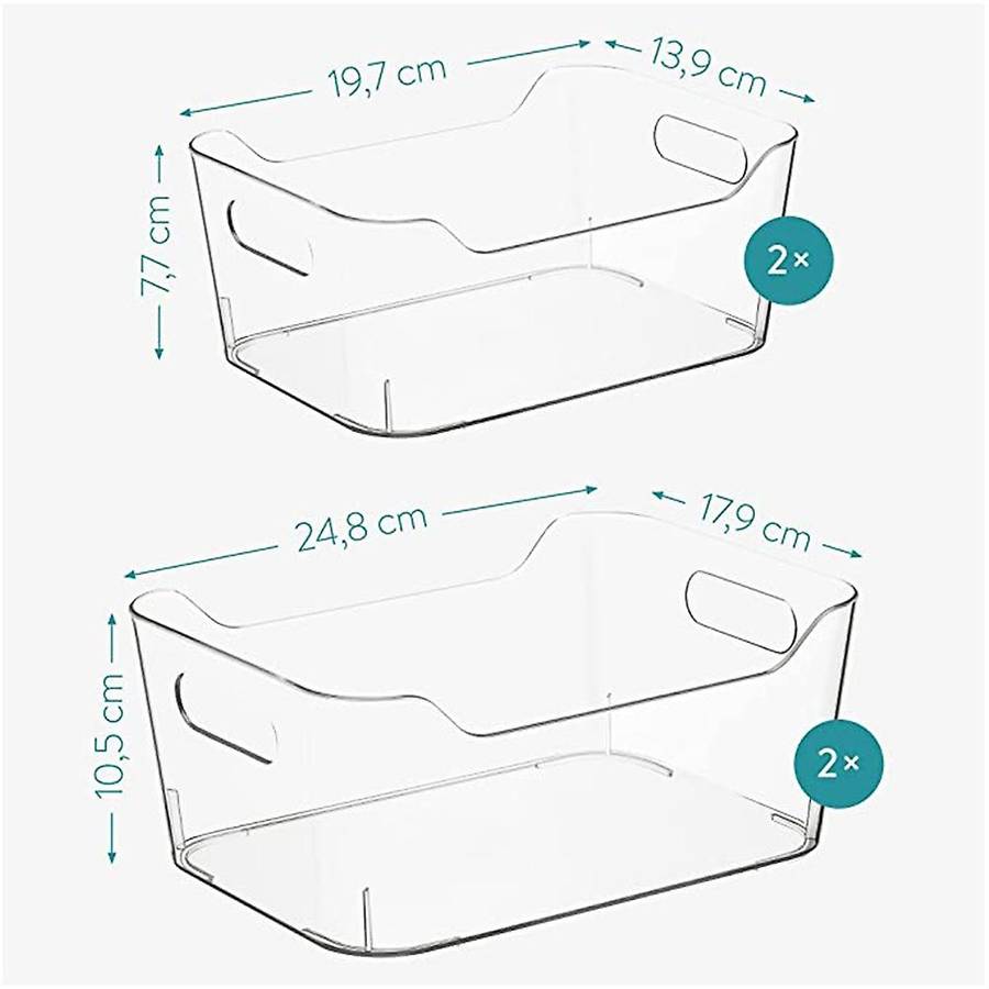 Set Of Fridge Organisers - 4 Boxes for Kitchen Fridge Pantry Cupboard