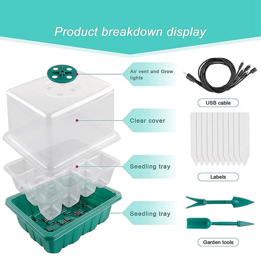 Seed Tray Kit, Plant Germination Starter Kit for Greenhouse Grow