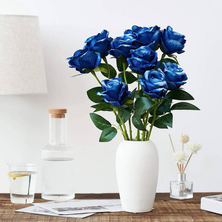 Artificial Plastic Rose Flower Stems Fake Greenish Flower Branch