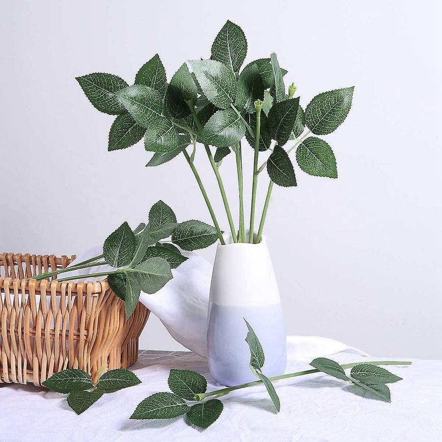 Artificial Plastic Rose Flower Stems Fake Greenish Flower Branch
