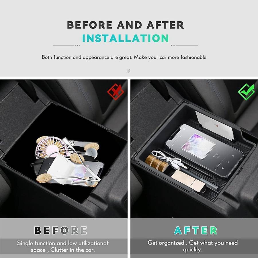 Center Console Organizer Armrest Storage Box Insert Tray
