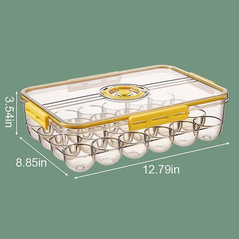 24 Grids Egg Storage Box Transparent Egg Container Yellow