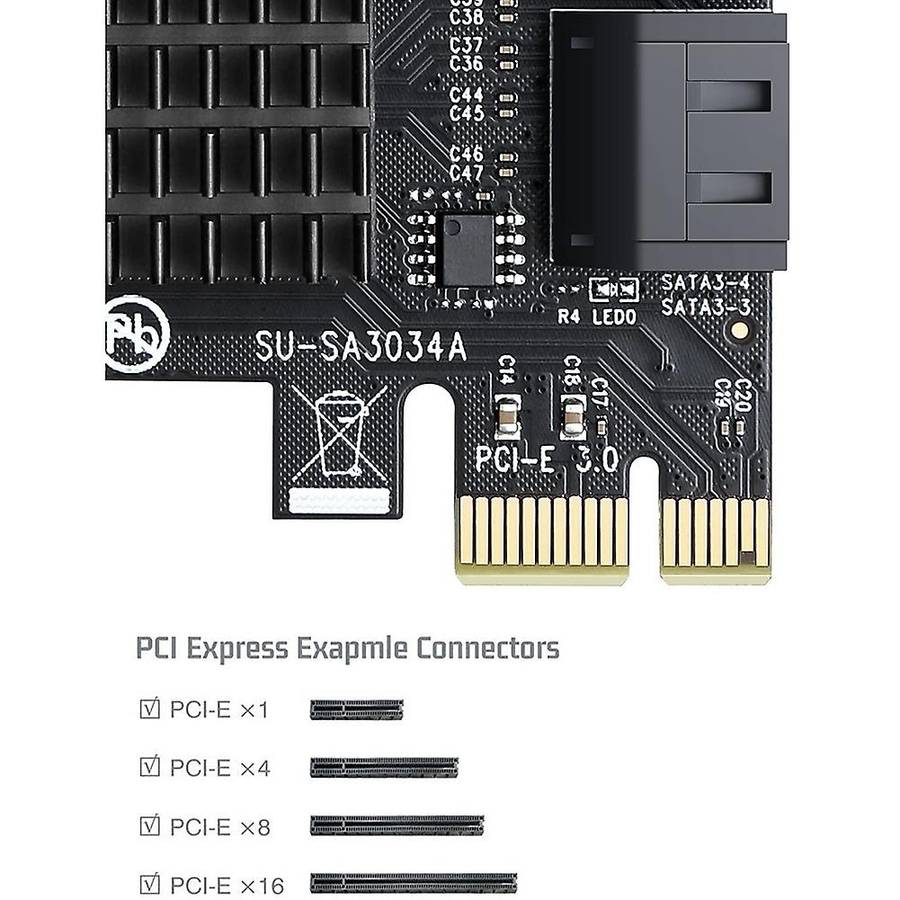 Pci Express to Sata3.0 Ports Expansion Controller Support Ssd and Hdd
