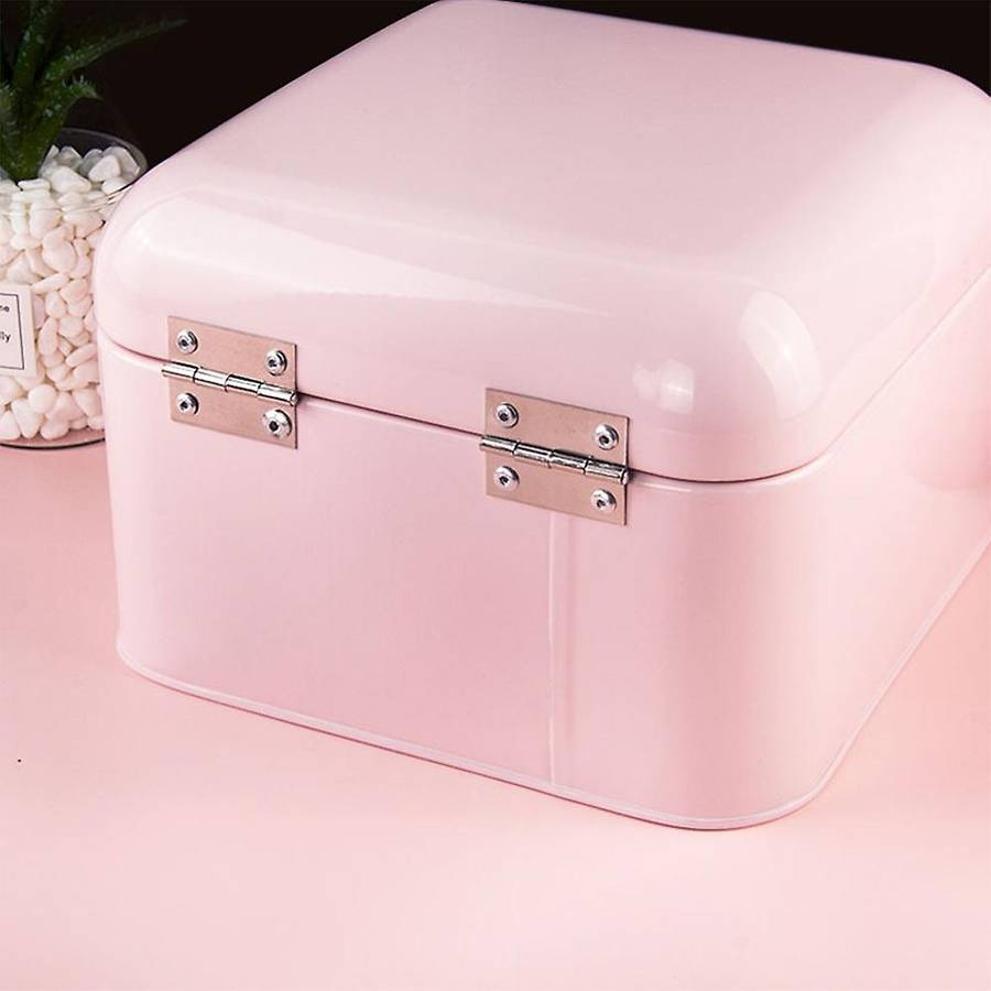 Countertop Metal Bread Box Bread Bin Storage Container(pink)