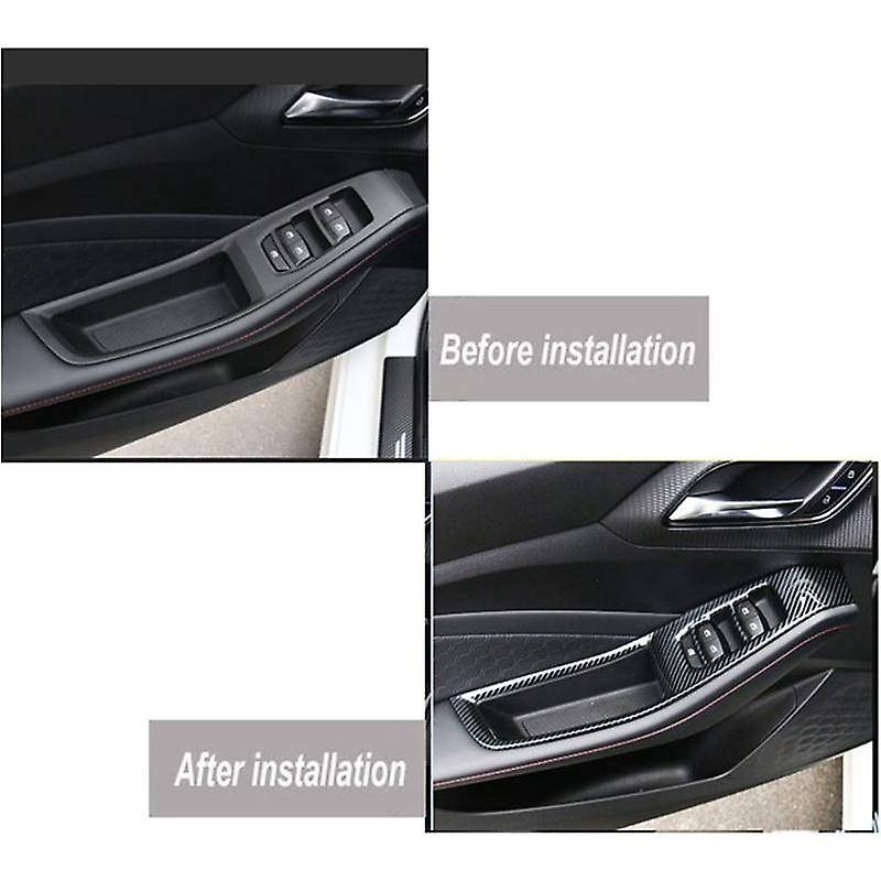 4pcs Car Carbon Fiber Stainless Steel Window Lift Switch
