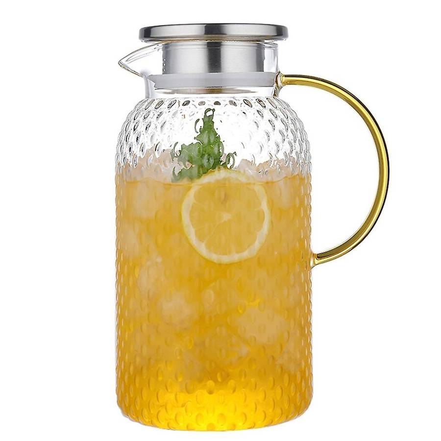 1.9l Glass Jug, Water Jug for Fridge, Jug with Lid, for Cold Or Hot