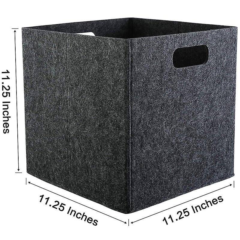 Foldable Storage Squares 4 Pack, Square Storage Bins Dark Grey