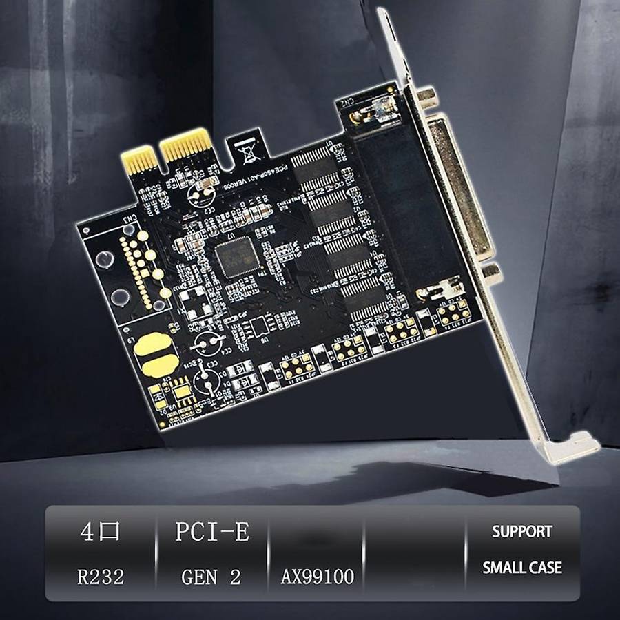 Pcie to 4 Serial Port Rs232 9-pin Expansion Card Ax99100 with Cable