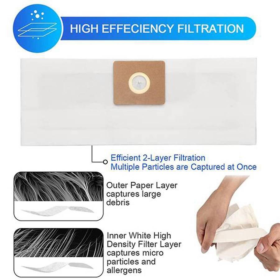 12 Pack Vacuum Dust Collection Bag for Shop Vac Type Ll 4 Gallons