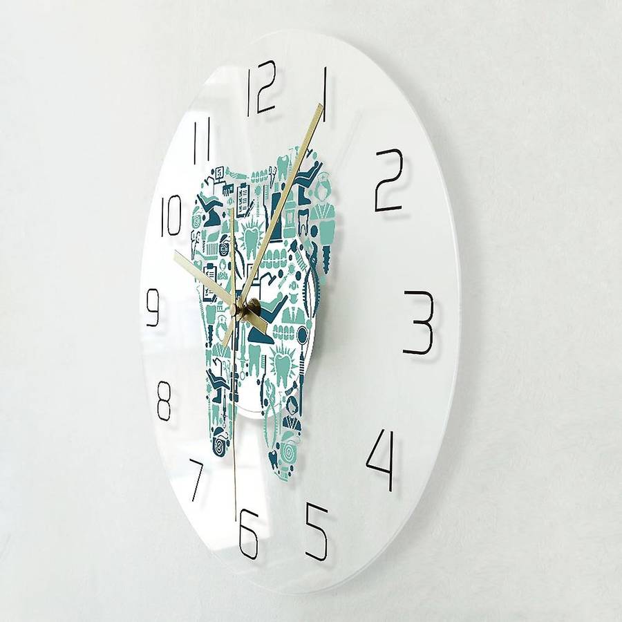 Dental Clinic Tooth Wall Clock Dental Care Acrylic Hanging Clock