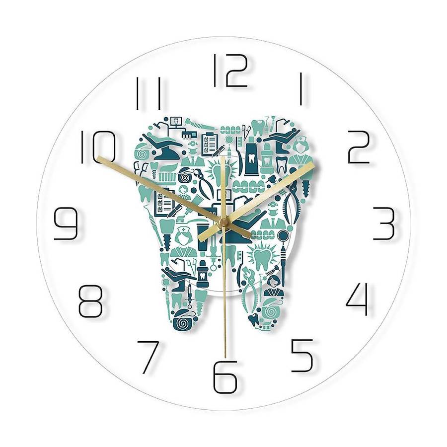 Dental Clinic Tooth Wall Clock Dental Care Acrylic Hanging Clock