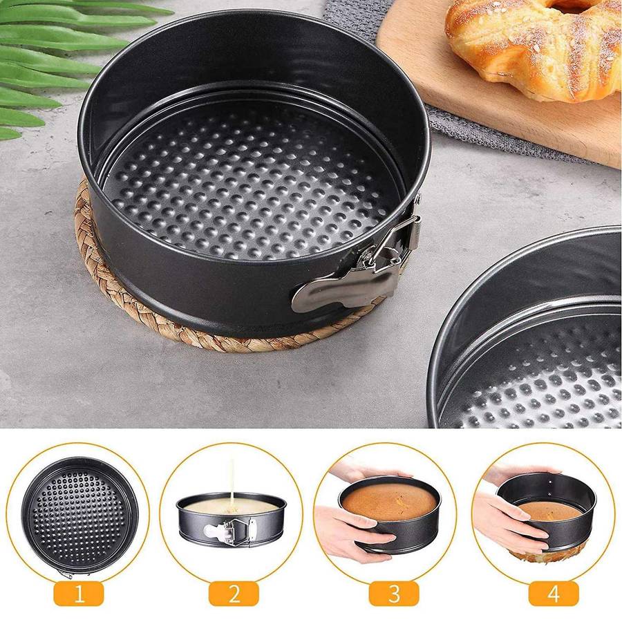 4pcs/set Cake Pan for Baking Removable Bottom Non-stick Springform