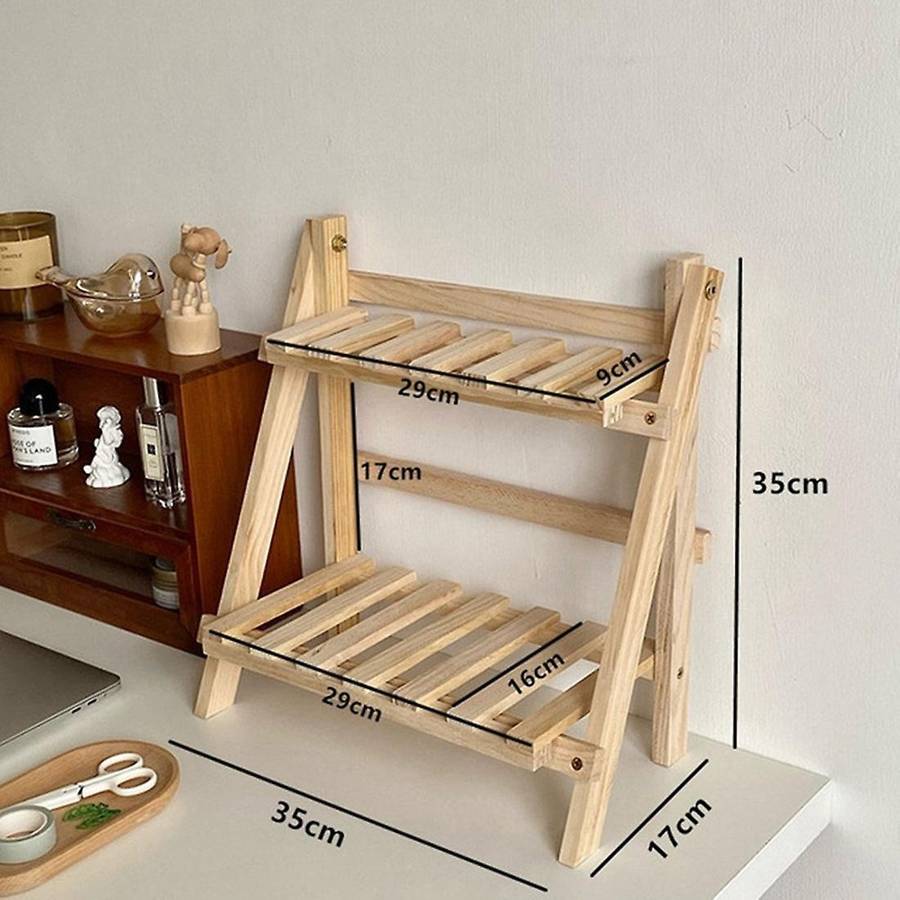 Double Layer Adjustable Wooden Bookshelf Stationery Organizer Shelves