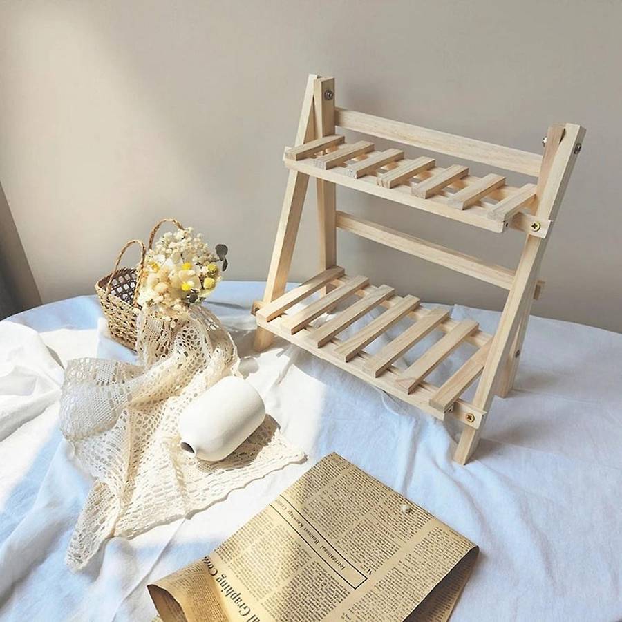 Double Layer Adjustable Wooden Bookshelf Stationery Organizer Shelves