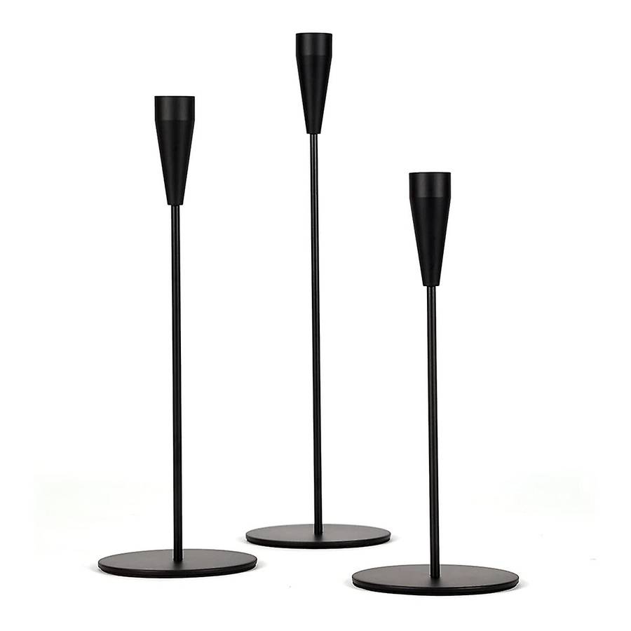 Metal High Cone Candle Holder Table Center Decoration-3 Piece Black