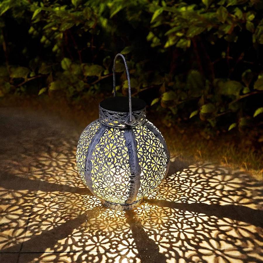 2 Pack Solar Lanterns Outdoor Hanging, with Handle, Metal Decorative