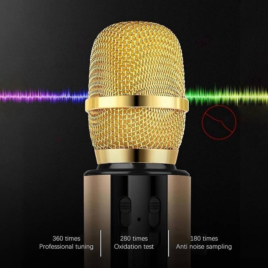 Bluetooth Dual Speaker Karaoke Mic for Live Streaming Speech Black