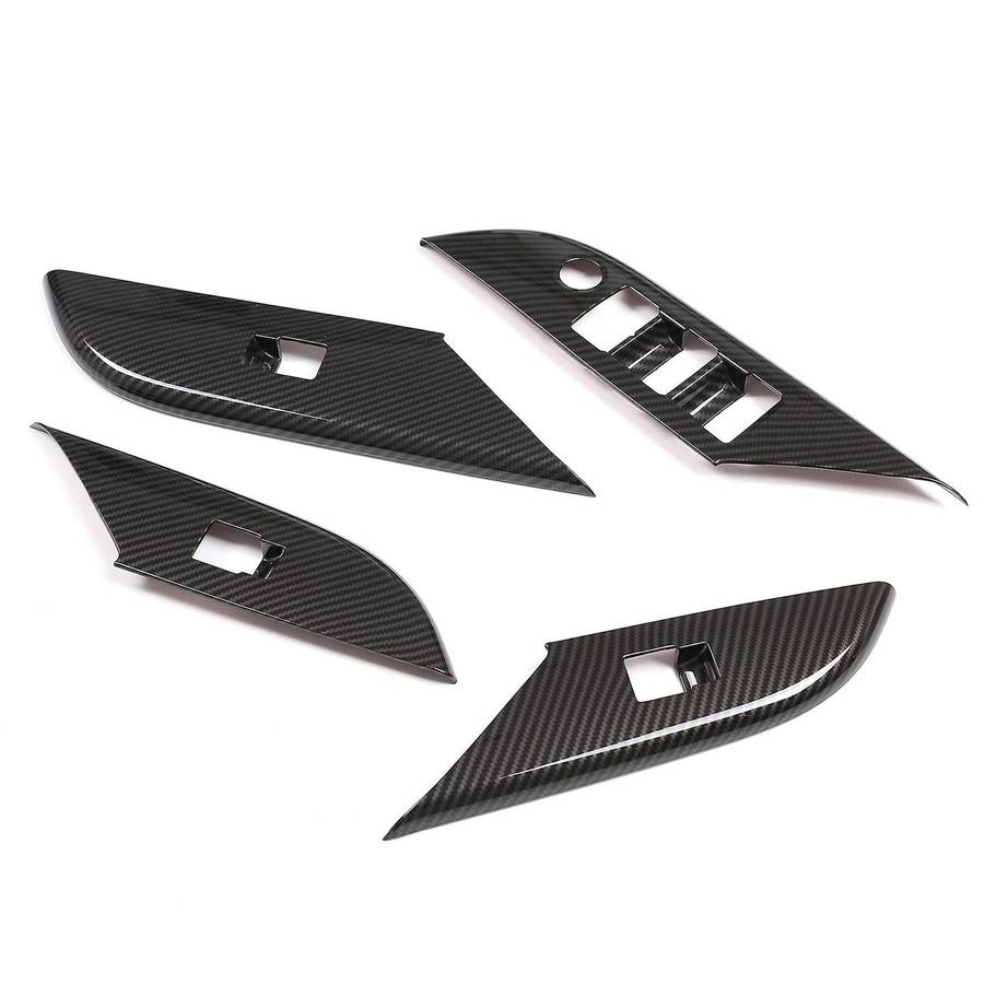 For Toyota Hilux 15-21 Door Glass Lifting Armrest Cover Carbon Fiber