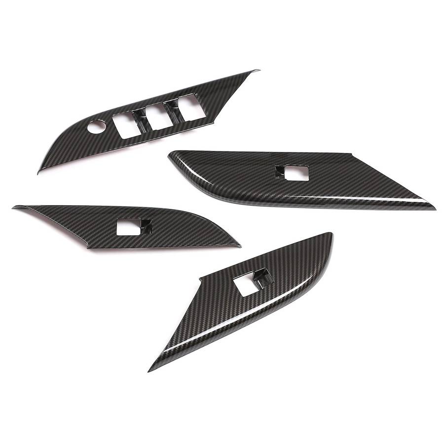 For Toyota Hilux 15-21 Door Glass Lifting Armrest Cover Carbon Fiber