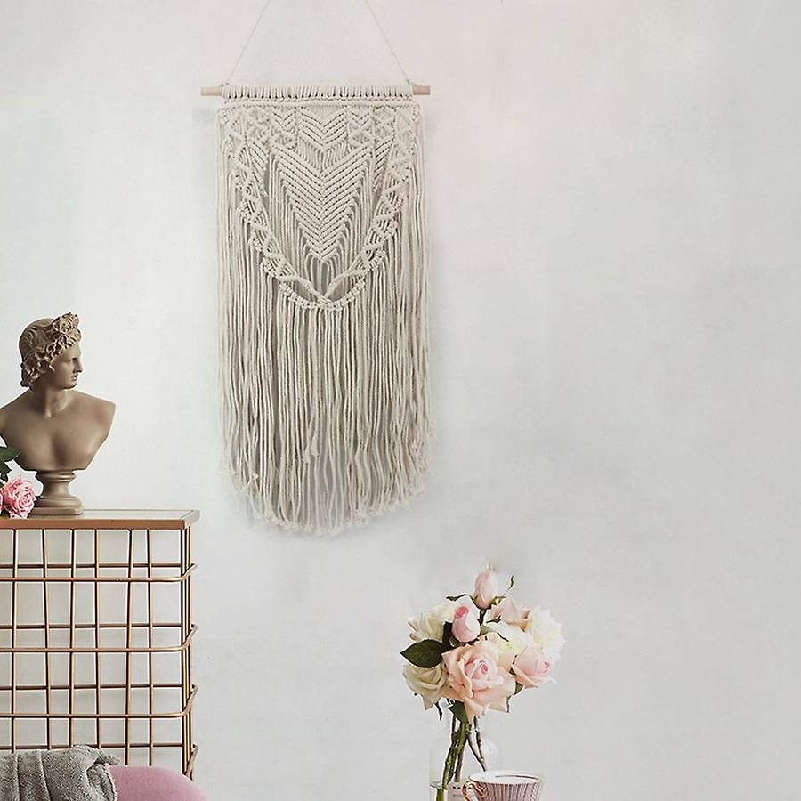 Macrame Boho Wall Hanging Decor, Geometric Woven Tapestry Handmade