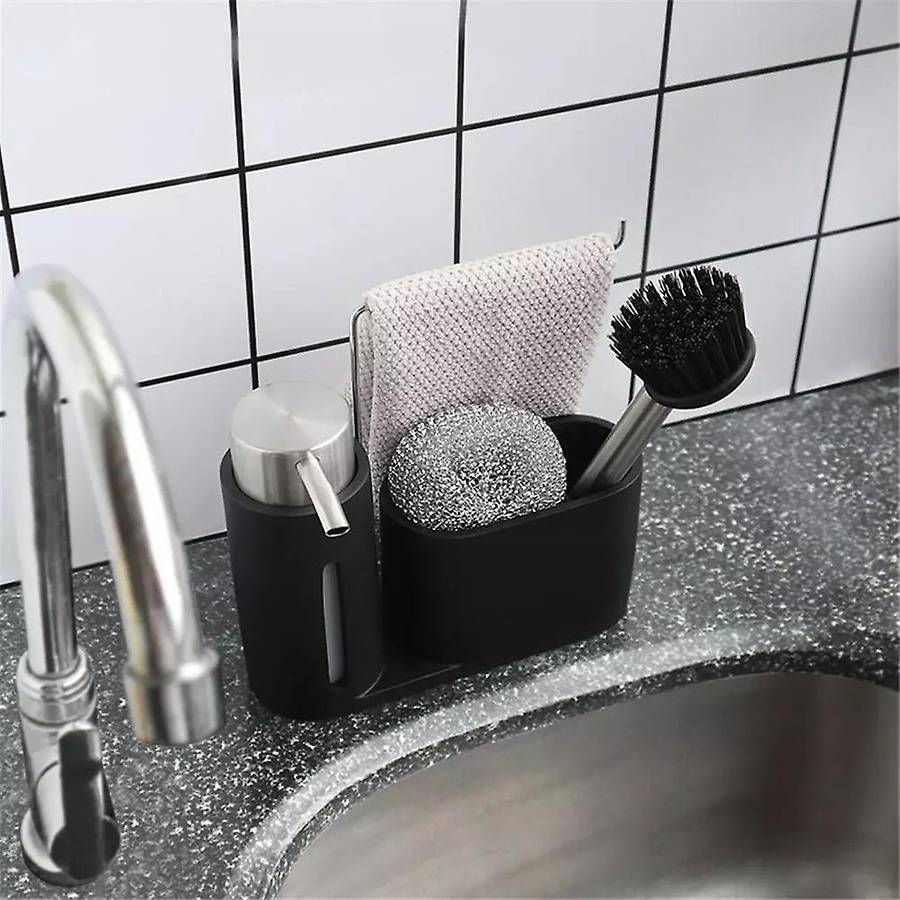 Sink Caddy Cleaning Kit with Soap Dispenser Black Clean Group