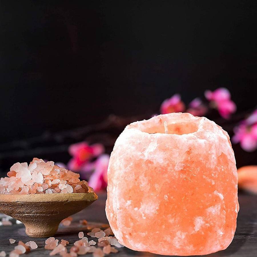 Natural Himalayan Salt Lamp Tea Light Candle Holder,(without Candles)