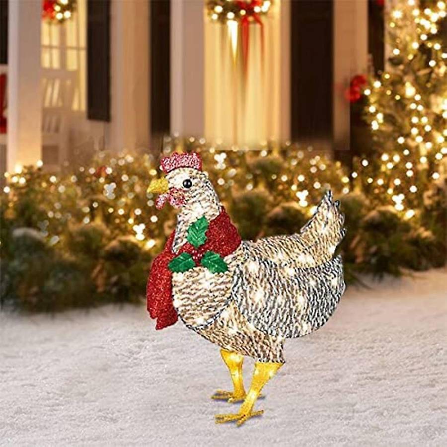 Light-up Chicken with Scarf Holiday Decor , Led for Garden Patio Lawn