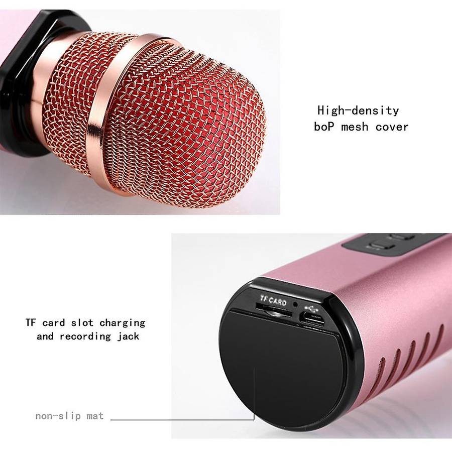 K6 Bluetooth Karaoke Mic Handheld Condenser Dual Speaker Pink