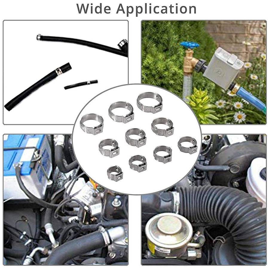 115pcs 304 Stainless Steel Single Ear Hose Clamp 6-28.6mm Single Ear