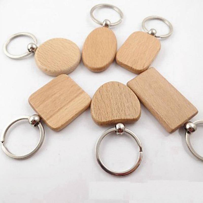80pcs Blank Wooden Wooden Keychain Diy Wooden Keychain Gift (mixed)