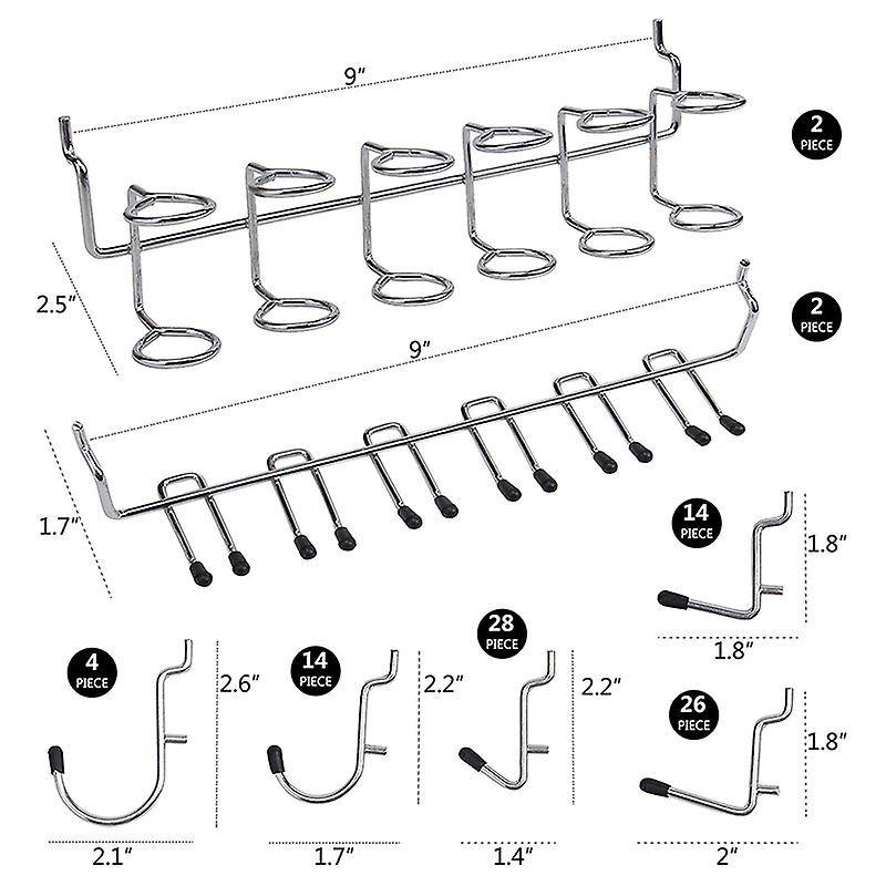 170 Pcs Hook Assortment Pegboard with Metal Hooks Set, Peg Locks
